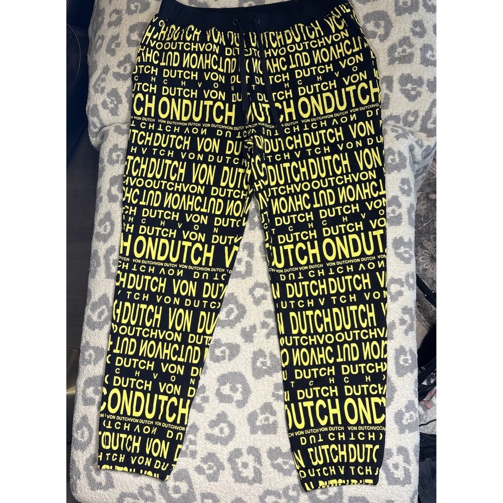 Authentic Von Dutch Originals Paris Sweatpants Joggers Size LARGE Soft Sweats